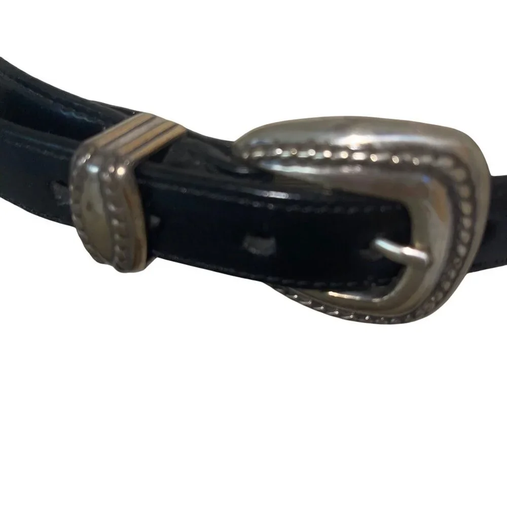 Brighton Vintage 1995 Womens Size S Black Tone Oval Metal Link Belt Casual